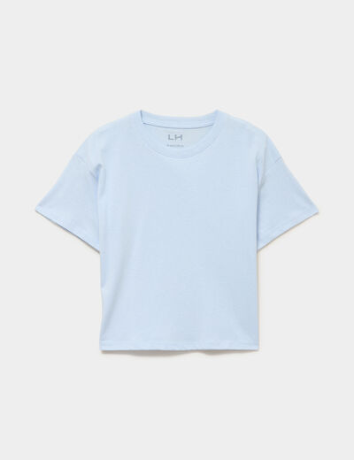 T-shirt manches courtes coton bleu ciel fille