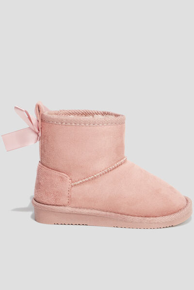 Bottines fourrées avec noeud rose fille