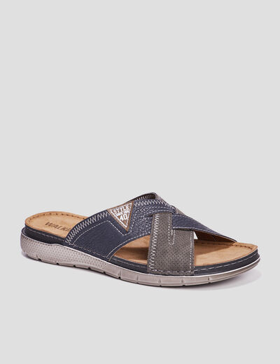 Mules en cuir brides effet crois&eacute;es multicolore homme