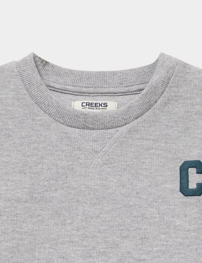 Sweat col rond manches longues gris clair gar&ccedil;on