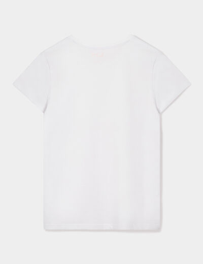 T-shirt manches courtes en coton blanc fille