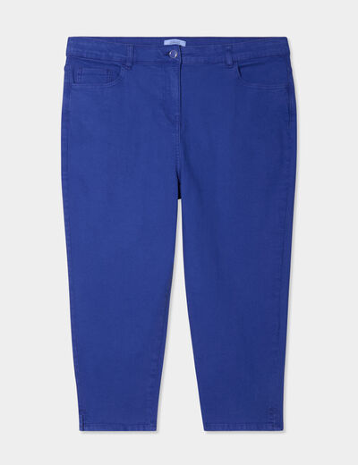Pantalon corsaire skinny taille haute bleu roi femme grande taille