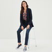 Jeans slim taille haute denim brut femme