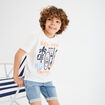 T-shirt brodé manches courtes coton blanc garçon