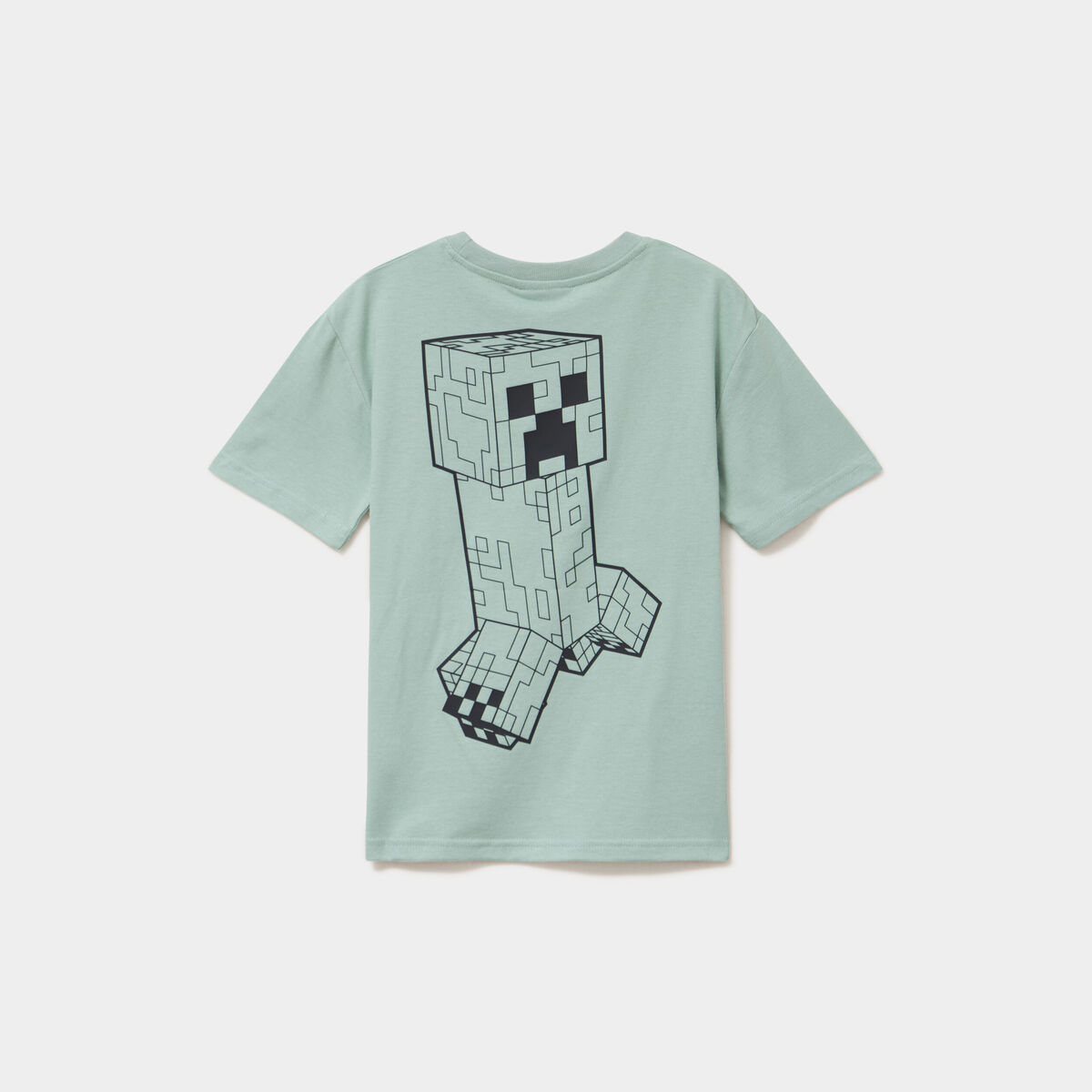 T-shirt manches courtes coton Minecraft vert kaki gar&ccedil;on