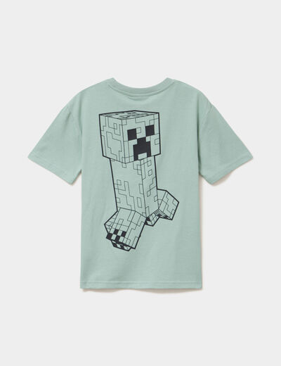 T-shirt manches courtes coton Minecraft vert kaki gar&ccedil;on