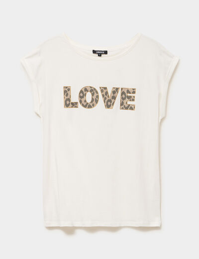 T-shirt col rond manches courtes coton blanc femme