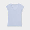 T-shirt col v poche poitrine Creeks bleu clair femme