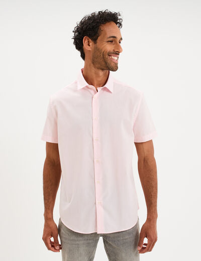 Chemise droite manches courtes rose clair homme
