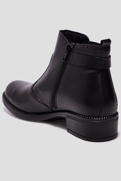 Bottines en cuir zippées chelsea noir fille