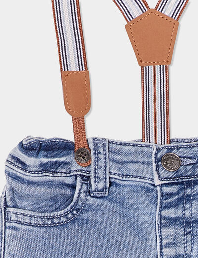 Jean stretch taille élastiquée bretelles denim double stone bébé garçon