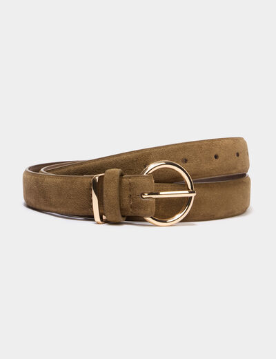 Ceinture su&eacute;dine vert kaki femme