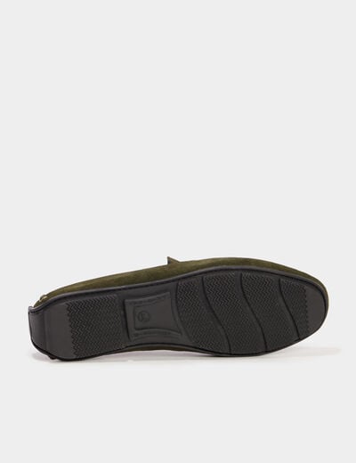 Mocassins en cuir vert kaki homme