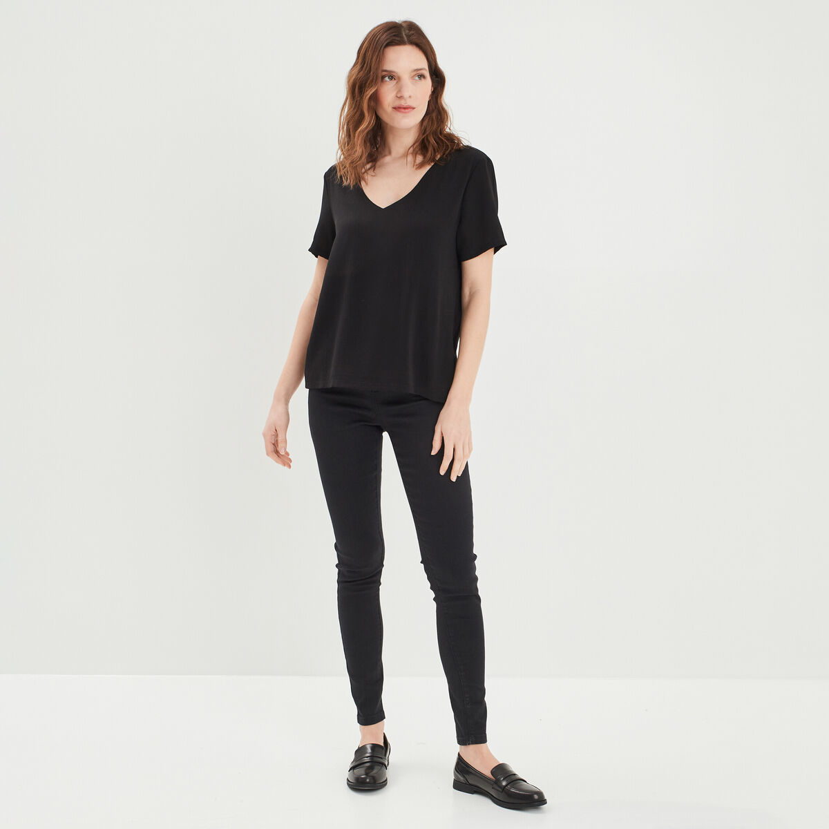 Jeans skinny taille haute noir femme
