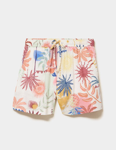 Short large fluide ecru femme