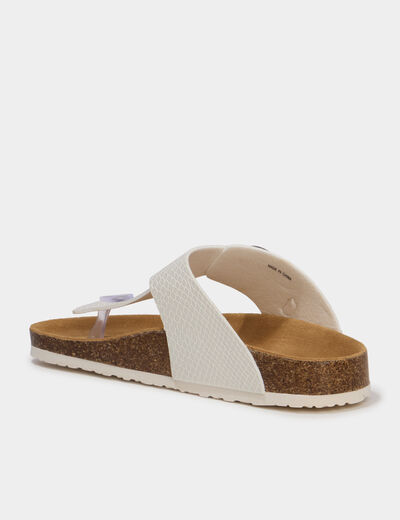 Mules avec entredoigts blanc femme
