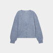 Gilet boutonné col en V bleu gris femme