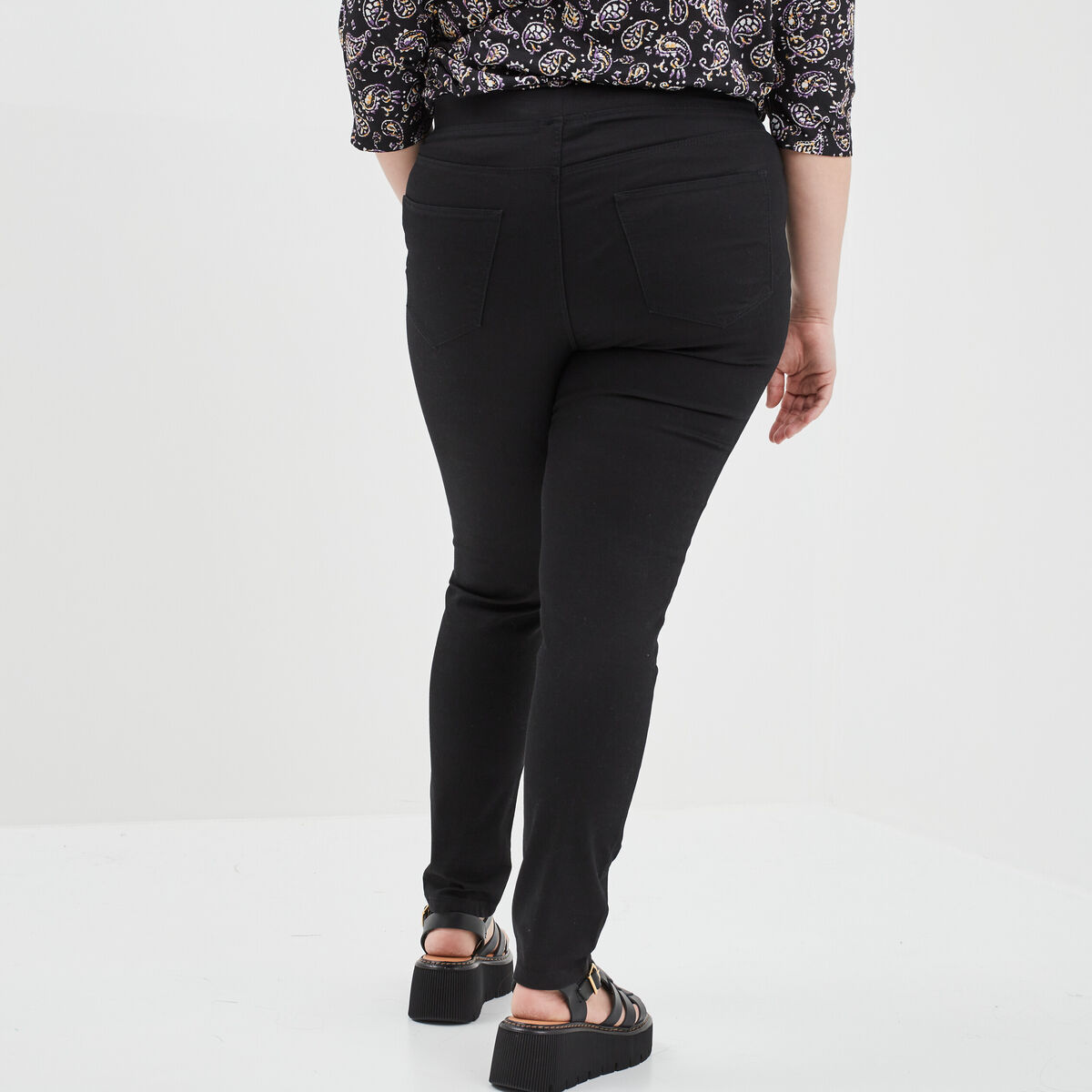 Jegging taille élastiquée grande taille noir femme grande taille