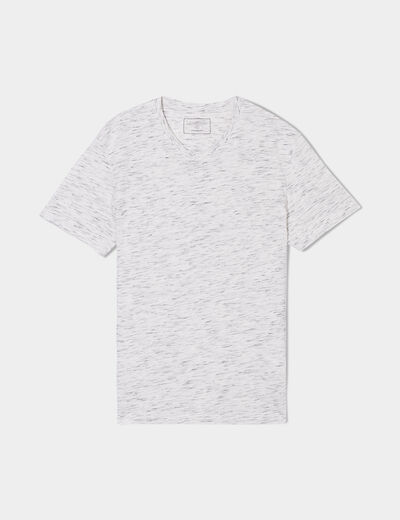 T-shirt droit col en V Liberto blanc homme