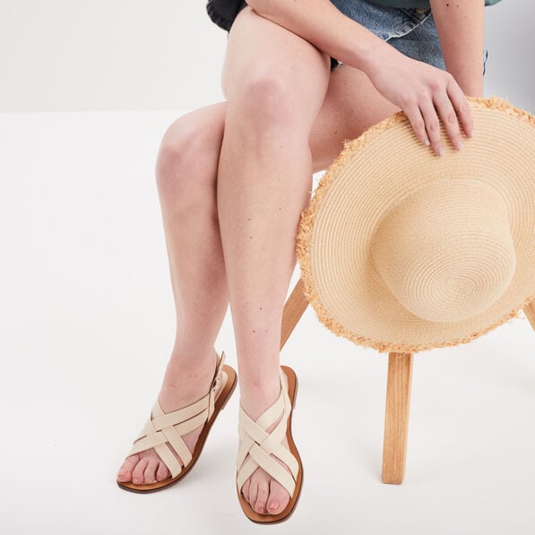 Sandales brides croisées en cuir blanc femme