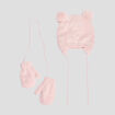 Ensemble bonnet et moufles rose bébé fille