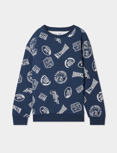 Sweat col rond manches longues bleu marine garçon