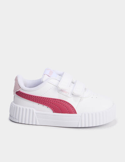Tennis basses à scratchs Puma Carina blanc bébé fille