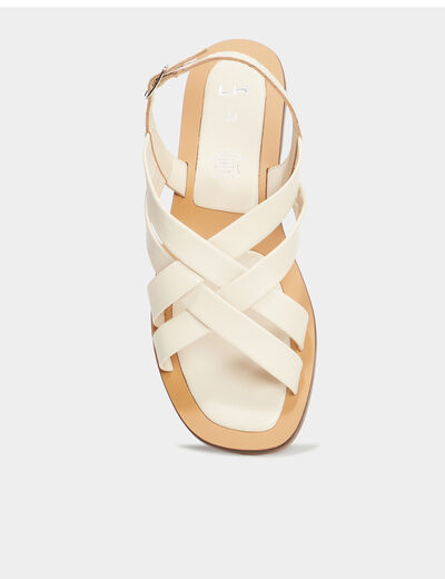 Sandales brides croisées en cuir blanc femme