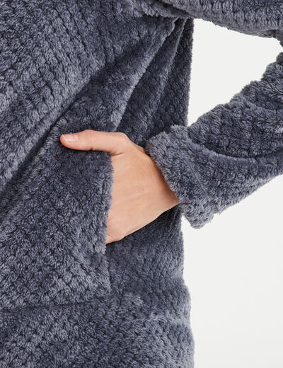Veste de pyjama effet polaire bleu gris femme