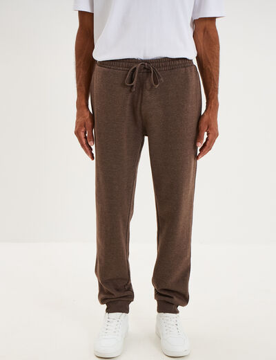 Pantalon jogging droit molleton marron chocolat homme