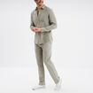 Chemise manches longues lin mélangé vert kaki homme