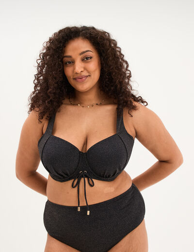 Haut de maillot de bain corbeille noir femme grande taille