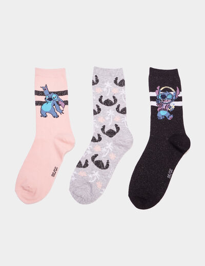 Lot 3 paires chaussettes Stitch multicolore femme