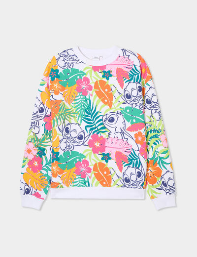 Sweat col rond manches longues Stitch multicolore femme