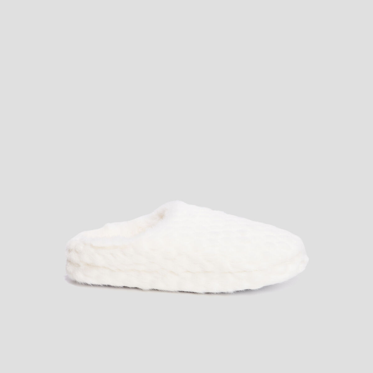 Chaussons mules fausse fourrure blanc femme