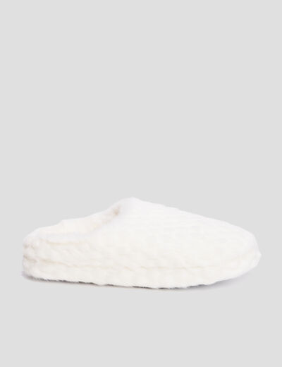 Chaussons mules fausse fourrure blanc femme