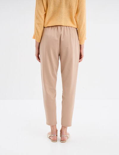 Pantalon en molleton à taille élastiquée sable femme