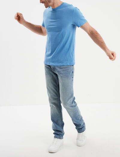 T-shirt en coton manches courtes bleu homme