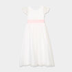 Robe longue tulle brod&eacute;e avec ceinture ivoire fille
