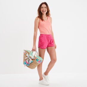 short avec taille elastiquee rose fushia femme Short avec taille élastiquée rose fushia femme