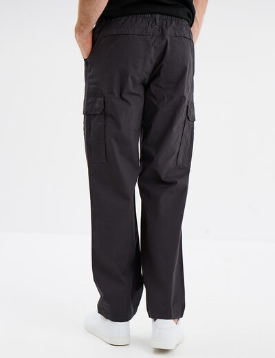 Pantalon cargo slim coton gris foncé homme