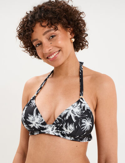 Haut de maillot de bain forme triangle ecru femme