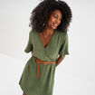 Robe courte col cache-coeur vert kaki femme
