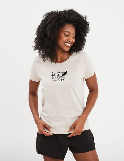 T-shirt manches courtes coton Roi lion sable femme