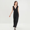 Combinaison pantalon plissée noir femme