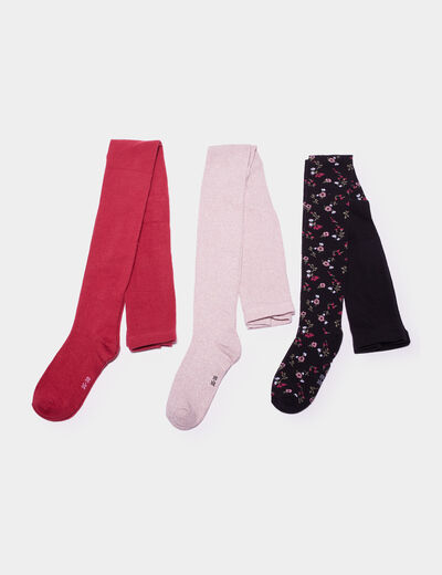 Lot 3 collants opaques coton multicolore fille