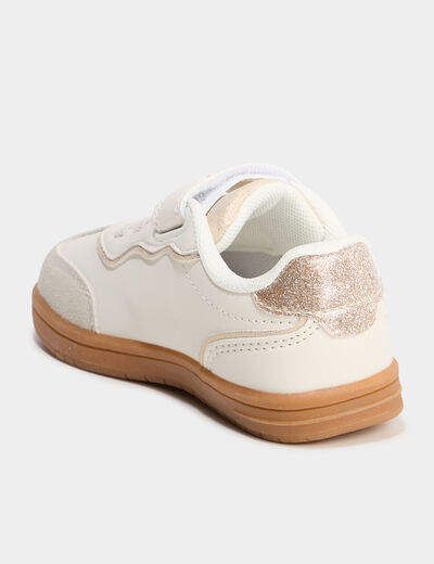 Tennis basses à scratchs blanc fille