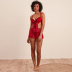 Combinette avec laçage en dentelle rouge femme