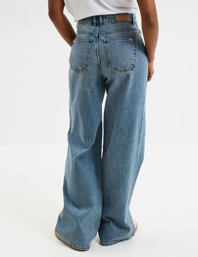 Jeans large coton denim dirty femme