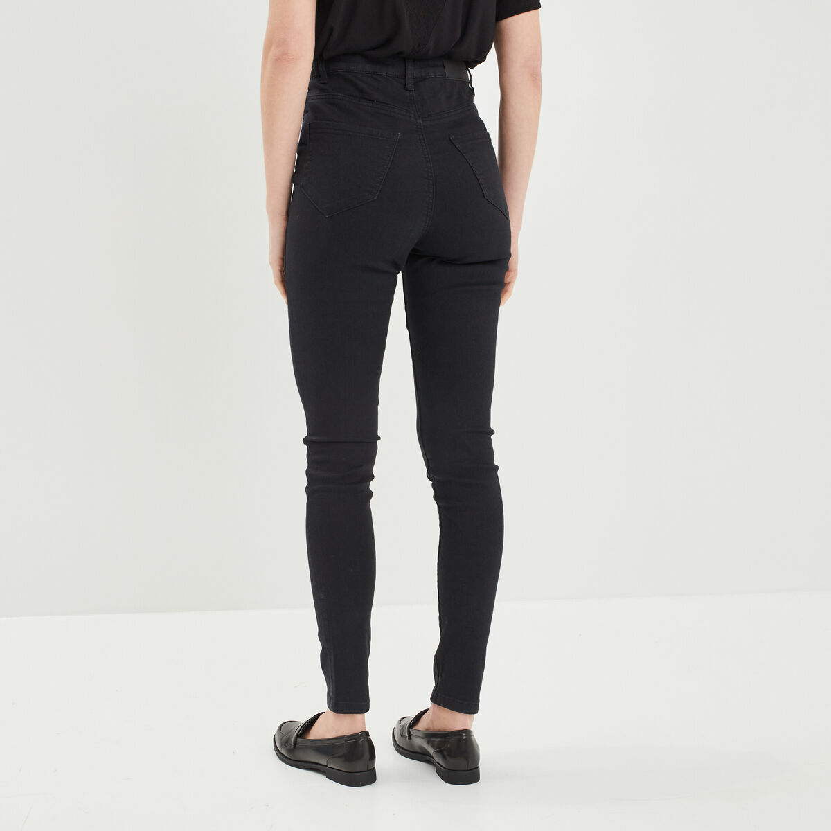 Jeans skinny taille haute noir femme